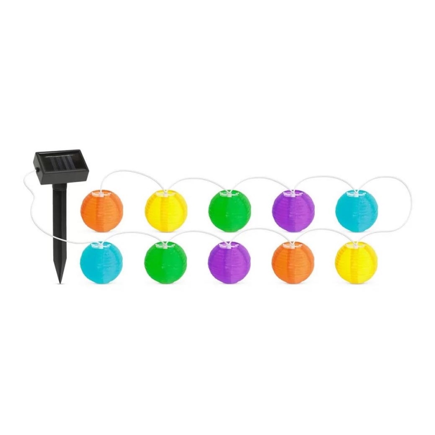 LED Saules enerģijas virtene 10xLED/1,2V 3,7m 300mAh IP44 daudzkrāsaina