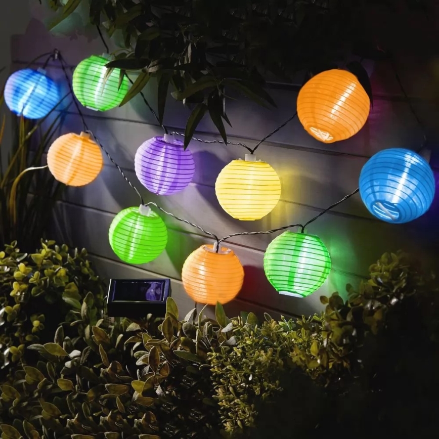 LED Saules enerģijas virtene 10xLED/1,2V 3,7m 300mAh IP44 daudzkrāsaina