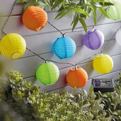 LED Saules enerģijas virtene 10xLED/1,2V 3,7m 300mAh IP44 daudzkrāsaina