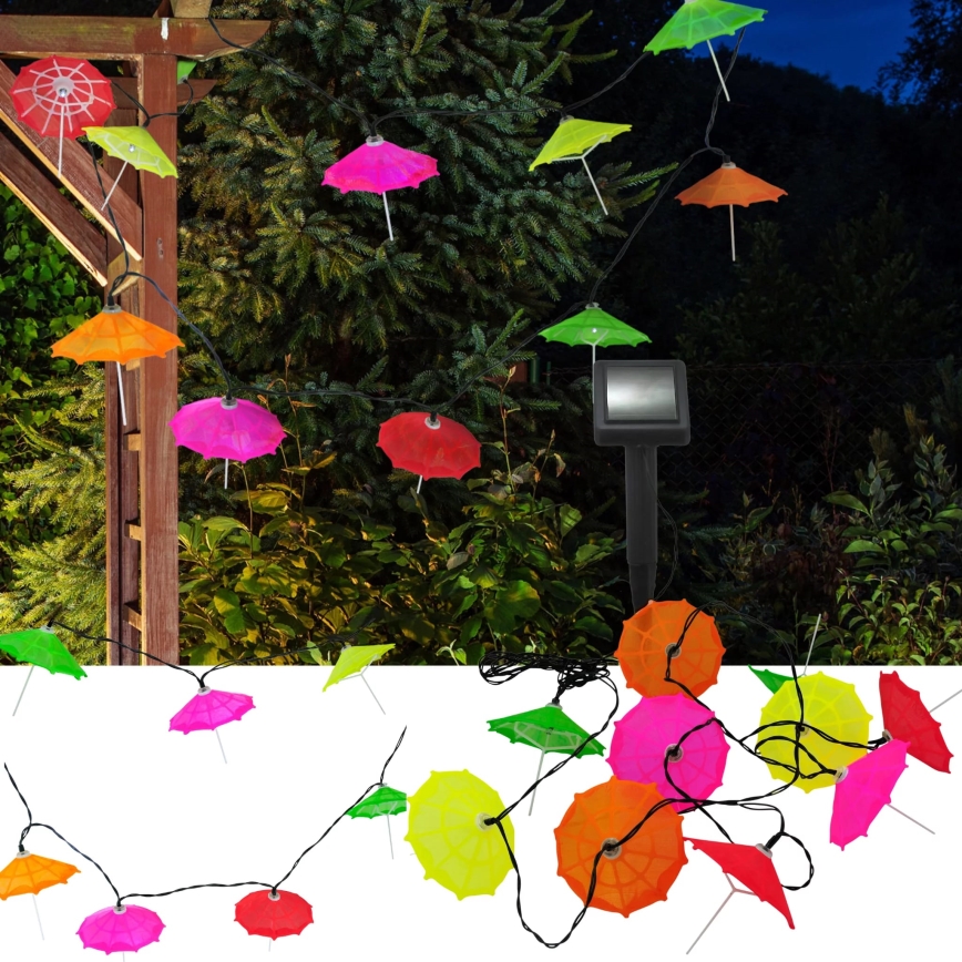 LED Saules enerģijas virtene 10xLED/1,2V 300 mAh 3,8 m IP44 lietussargi
