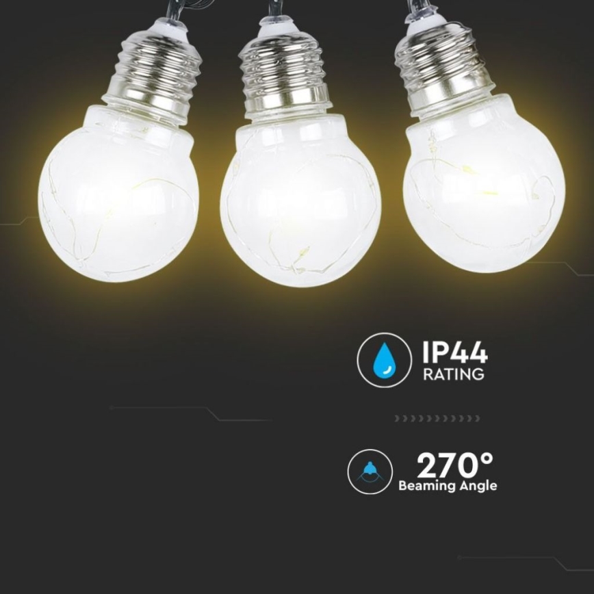 LED Saules enerģijas virtene 10xLED/1W/1,2V 2 m IP44 3000K