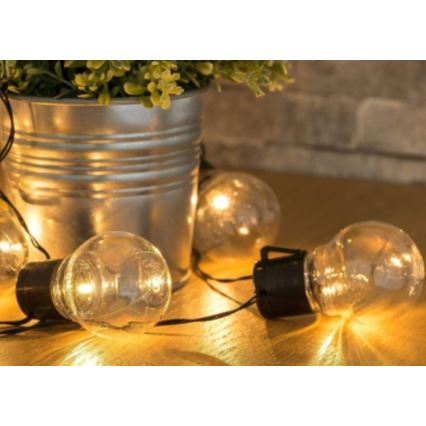 LED Saules enerģijas virtene 10xLED/2m IP44 silti balta