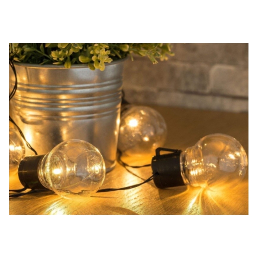 LED Saules enerģijas virtene 10xLED/2m IP44 silti balta