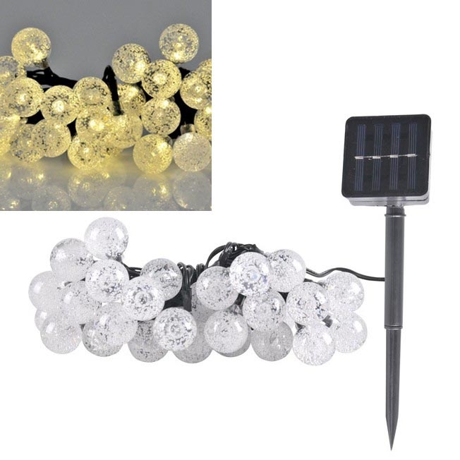 LED Saules enerģijas virtene 30xLED/8 funkcijas 300 mAh 4,9m IP44 silti balta