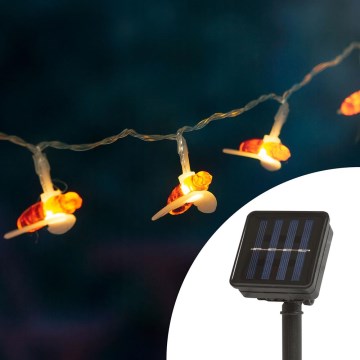 LED Saules enerģijas virtene ar sensoru 20xLED 2,3m IP44 silti balta