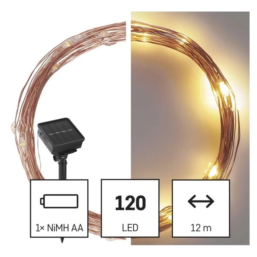 LED Saules enerģijas virtene LED/2,4W/1,2V 1xAA 15 m IP44 3000K 600 mAh
