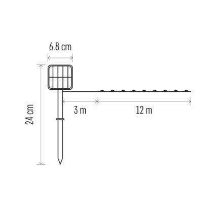 LED Saules enerģijas virtene LED/2,4W/1,2V 1xAA 15 m IP44 3000K 600 mAh