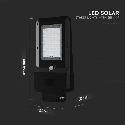 LED saules ielu lampa ar sensoru LED/20W/7,4V IP65 5400 mAh