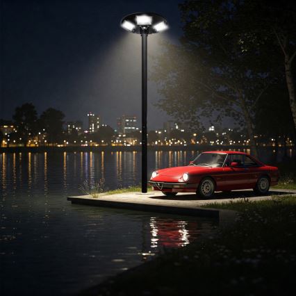 Regulējama LED saules ielu lampa ar sensoru LED/22W/6V 18000 mAh 6500K IP65 melna + tālvadības pults