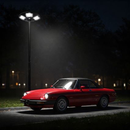 Regulējama LED saules ielu lampa ar sensoru LED/22W/6V 18000 mAh 6500K IP65 melna + tālvadības pults