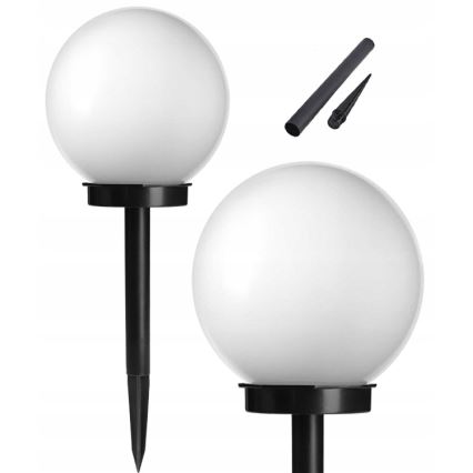 LED saules lampa, 1,2 V, 6500 K, 200 mAh, Ø 10 cm, IP44, balta/melna