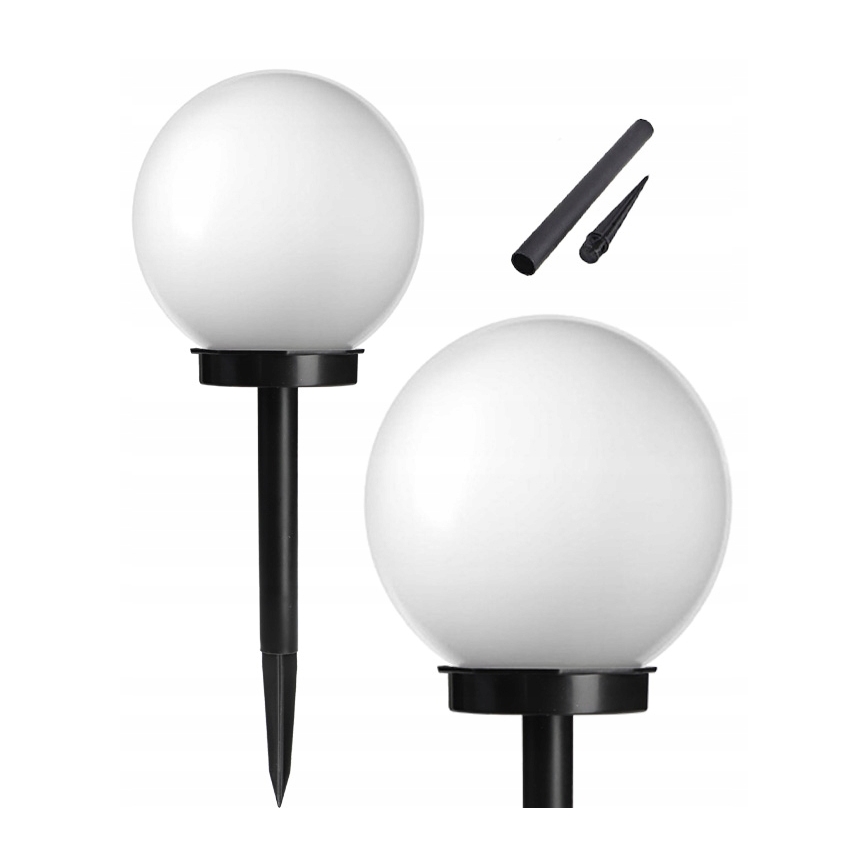 LED saules lampa, 1,2 V, 6500 K, 200 mAh, Ø 10 cm, IP44, balta/melna