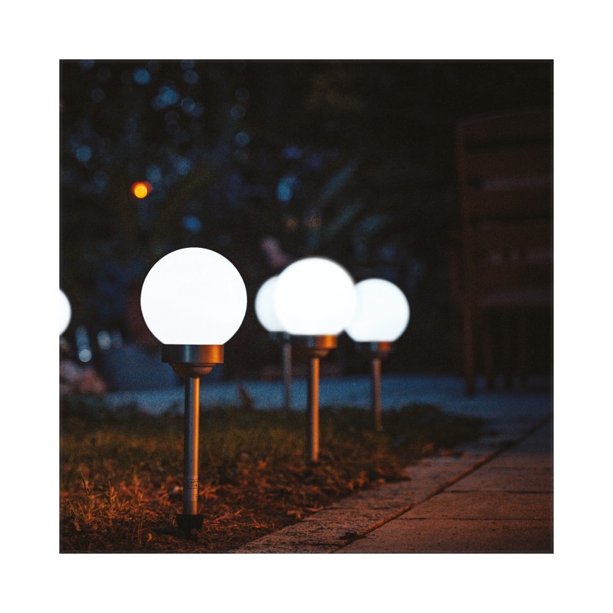 LED saules lampa ar sensoru SPHERE LED/1,2V 4000K IP44 200 mAh Ø 20 cm