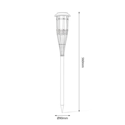 LED saules lampa BAMBOO LED/1,2V 150 mAh 1800K 56 cm IP44 bēša
