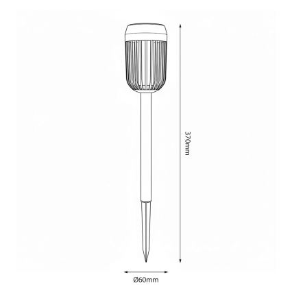LED saules lampa FLAME LED/1,2V 100 mAh 1800K 37 cm IP44 melna