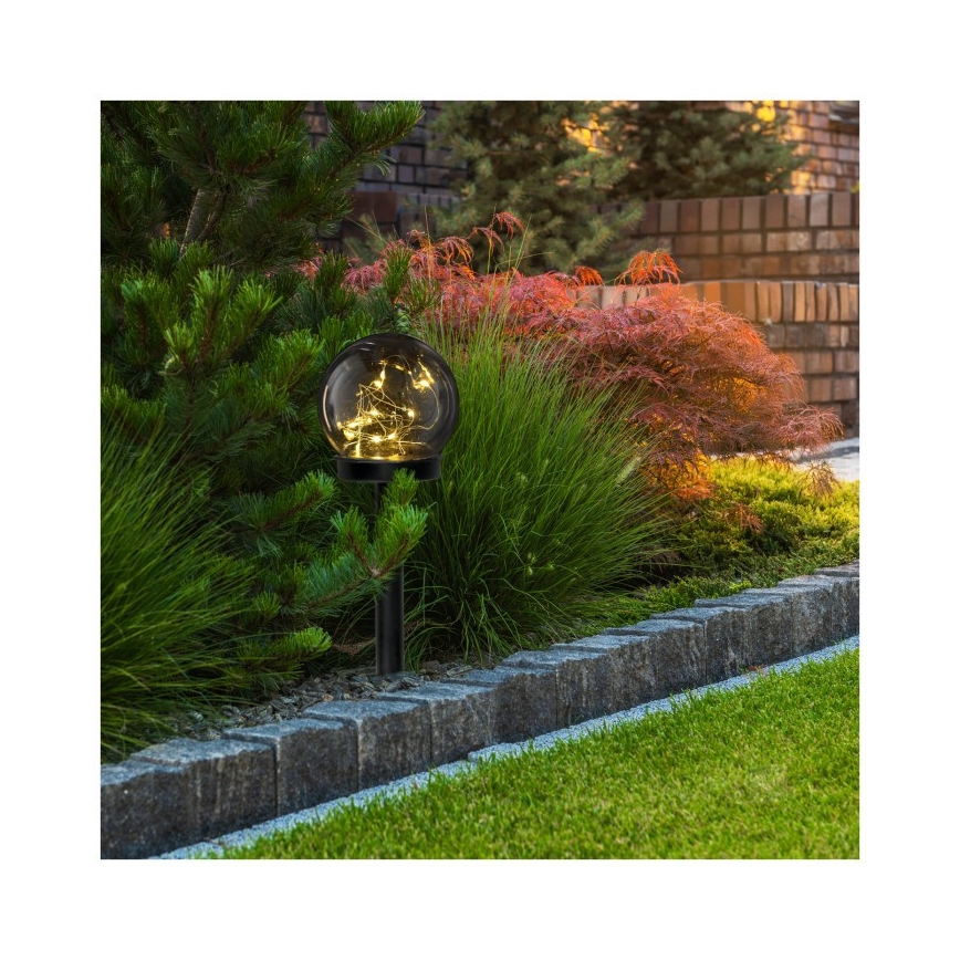 LED saules lampa GLEAM LED/1,2V 3000K IP44 40 mAh dūmakaina/melnā