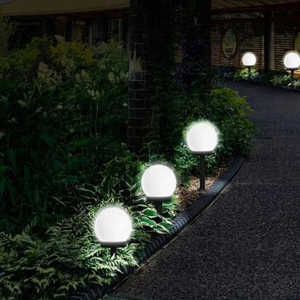 LED saules lampa LED/1,2V 6500K 200 mAh Ø 15 cm IP44 balta/melna