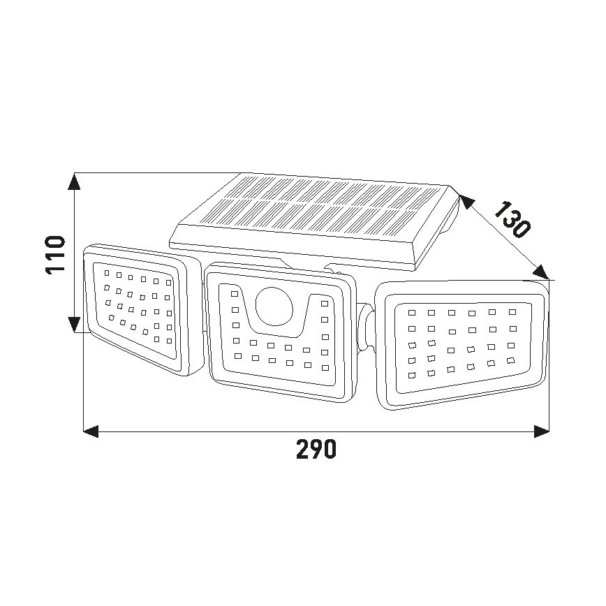 LED saules prožektors ar kustību sensoru LED/14W/3,7V 1800 mAh IP44