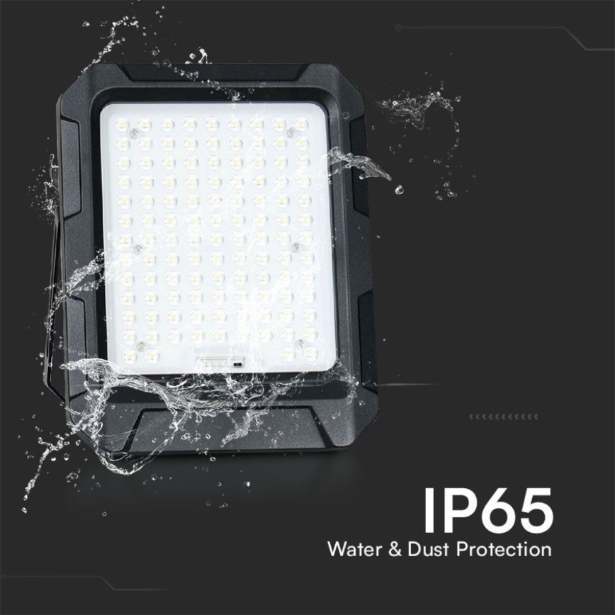 LED saules prožektors LED/15W/3,7V IP65 4000K 12000 mAh melns + ar tālvadības pulti