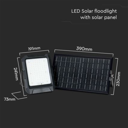 LED saules prožektors LED/15W/3,7V IP65 4000K 12000 mAh melns + ar tālvadības pulti