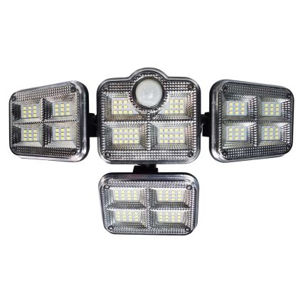 LED saules reflektors ar kustības un krēslu sensoru LED/30W/3,7V 2400 mAh IP47 + tālvadība