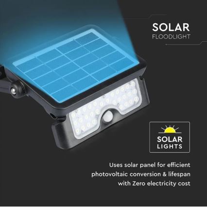 LED saules reflektors ar sensoru LED/5W/3,7V IP65 4000K 3000 mAh