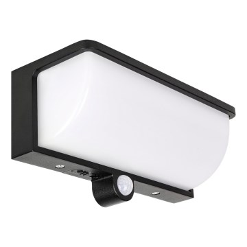 LED saules sienas gaismeklis ar kustības un krēslas sensoru LED/3W/3,7V IP54 1500 mAh melns