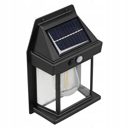 LED saules sienas gaismeklis ar sensoru LED/3,7V 600 mAh IP44 melns