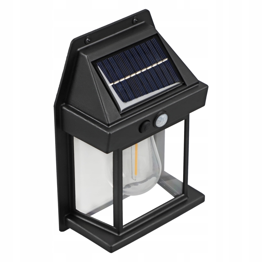 LED saules sienas gaismeklis ar sensoru LED/3,7V 600 mAh IP44 melns