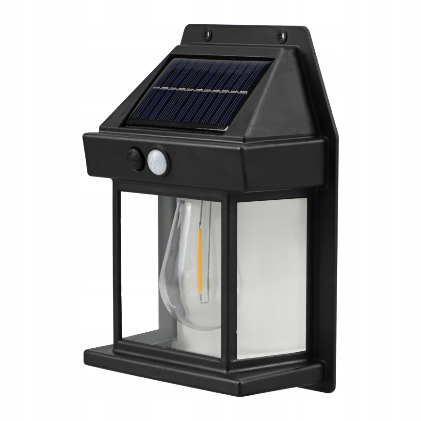 LED saules sienas gaismeklis ar sensoru LED/3,7V 600 mAh IP44 melns