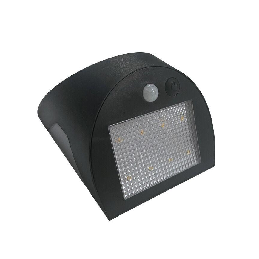 LED saules sienas gaismeklis ar sensoru LED/3W/3,7V 3000/4000K 1200 mAh IP54 melns