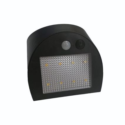 LED saules sienas gaismeklis ar sensoru LED/3W/3,7V 3000/4000K 1200 mAh IP54 melns