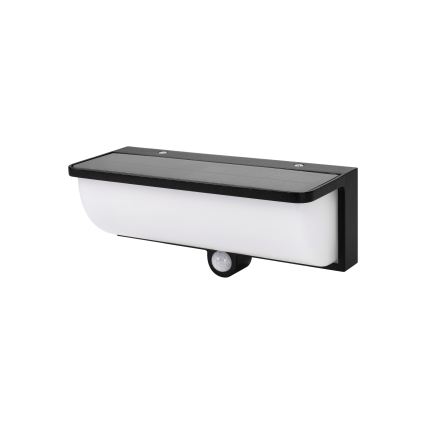 LED saules sienas gaismeklis ar kustības un krēslas sensoru LED/3W/3,7V IP54 1500 mAh melns