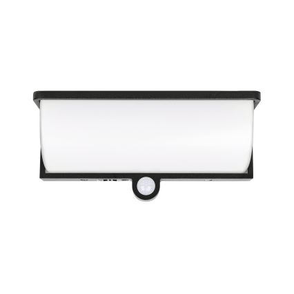 LED saules sienas gaismeklis ar kustības un krēslas sensoru LED/3W/3,7V IP54 1500 mAh melns
