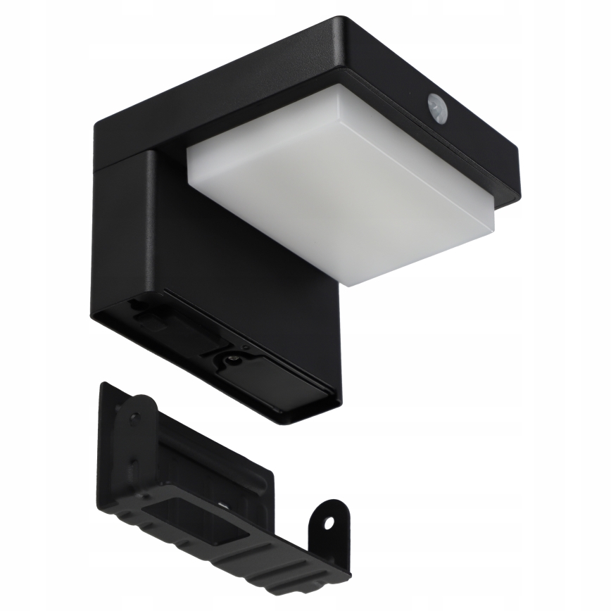 LED Saules sienas gaismeklis ar sensoru LED/5W/3,7V 2000 mAh IP44 melns
