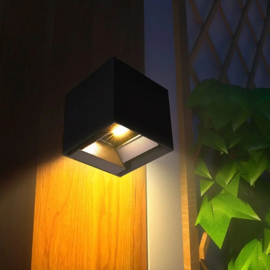 LED saules sienas gaismeklis ar sensoru LED/9W/3,7V 3000/4000/5000K IP65 2600 mAh melns