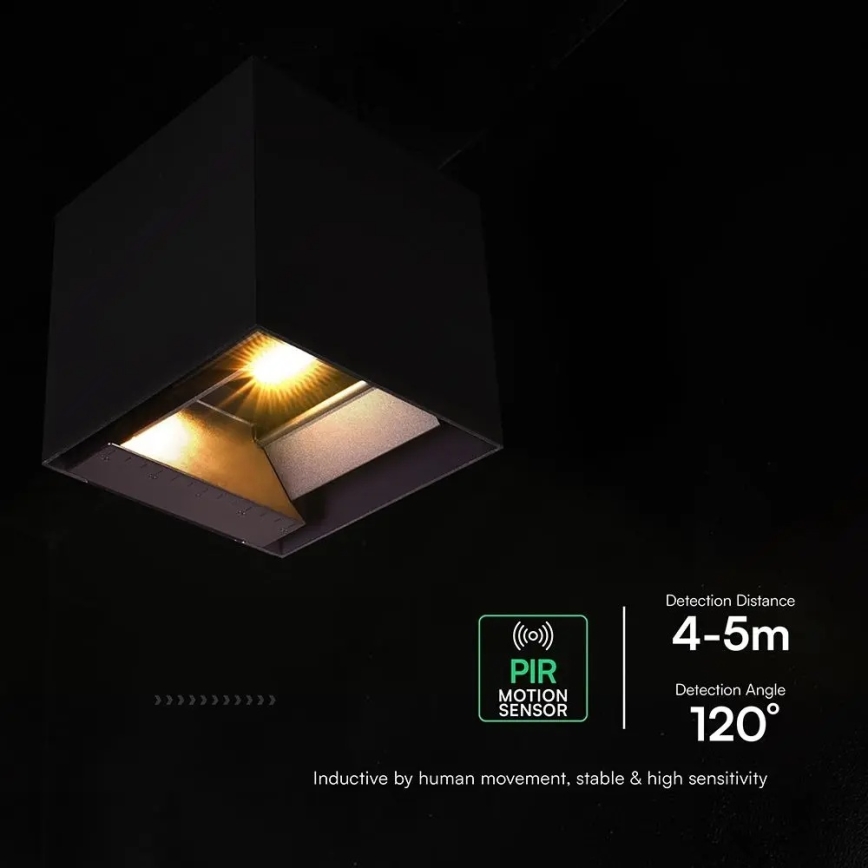 LED saules sienas gaismeklis ar sensoru LED/9W/3,7V 3000/4000/5000K IP65 2600 mAh melns