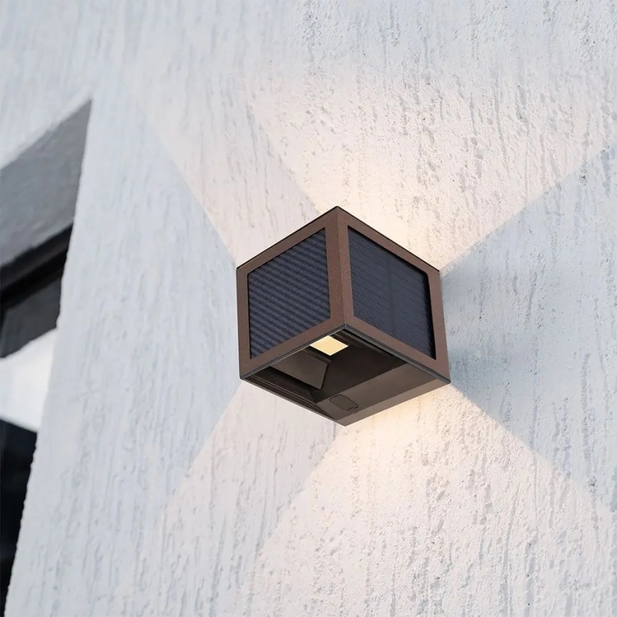 LED saules sienas gaismeklis ar sensoru LED/9W/3,7V 3000/4000/6000K IP65 2600 mAh brūns