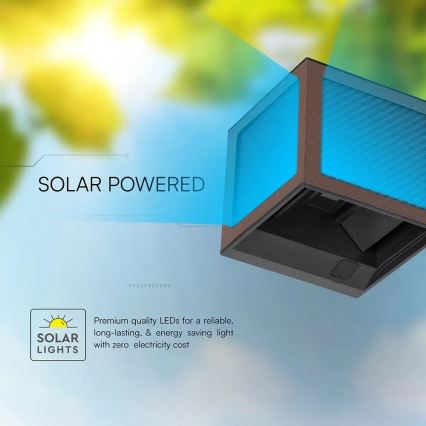 LED saules sienas gaismeklis ar sensoru LED/9W/3,7V 3000/4000/6000K IP65 2600 mAh brūns