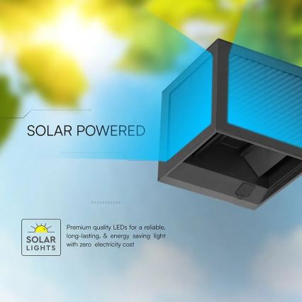 LED saules sienas gaismeklis ar sensoru LED/9W/3,7V 3000/4000/6000K IP65 2600 mAh melns