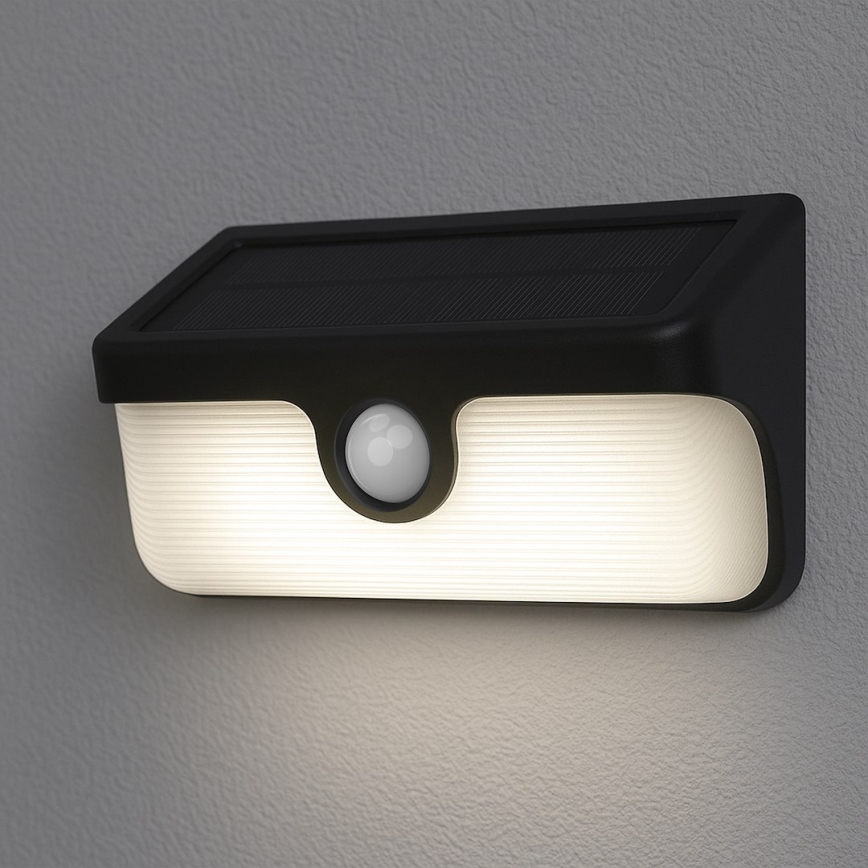 LED saules sienas gaismeklis ar sensoru LINK LED/5W/3,7V 2000 mAh IP65 melns