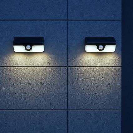 LED saules sienas gaismeklis ar sensoru LINK LED/5W/3,7V IP65 melns