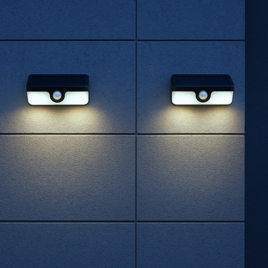 LED saules sienas gaismeklis ar sensoru LINK LED/5W/3,7V IP65 melns