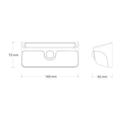LED saules sienas gaismeklis ar sensoru LINK LED/5W/3,7V IP65 melns