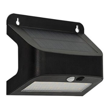 LED saules sienas gaismeklis ar sensoru SOLTO LED/6W/3,7V 4000K IP54 2400 mAh melns
