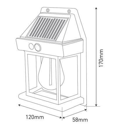 LED Saules sienas lampa ar sensoru LANTER LED/1W/3,7V 1200 mAh IP44 balta
