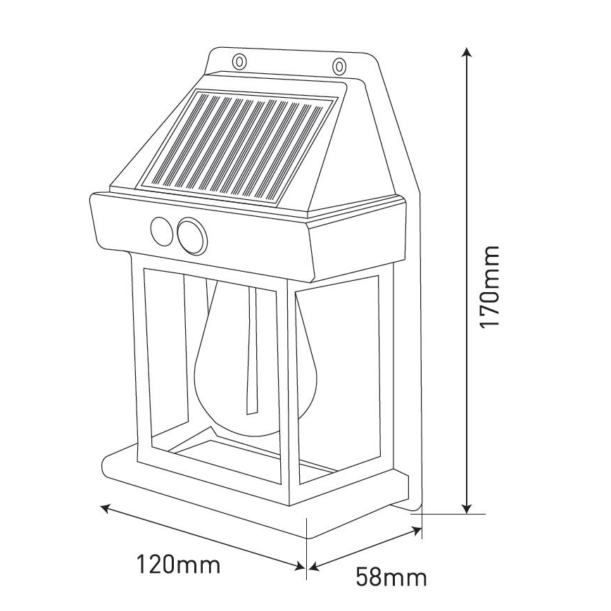 LED Saules sienas lampa ar sensoru LANTER LED/1W/3,7V 1200 mAh IP44 balta