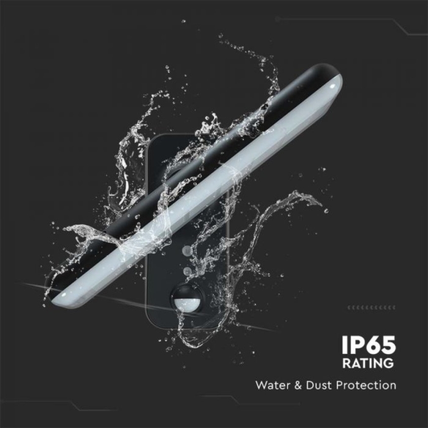 LED saules sienas lampa ar sensoru LED/15W/3,2V 4000K/6000K IP65 6000 mAh melna