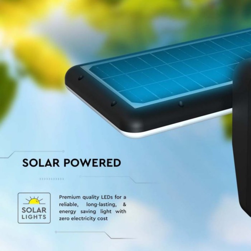 LED saules sienas lampa ar sensoru LED/15W/3,2V 4000K/6000K IP65 6000 mAh melna