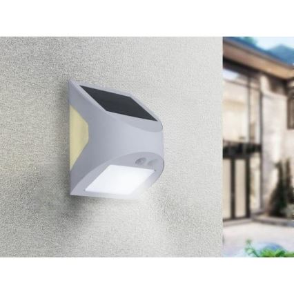 LED saules sienas gaismeklis ar sensoru LED/3W/3,7V 3000/4000K 1200 mAh IP54 balts